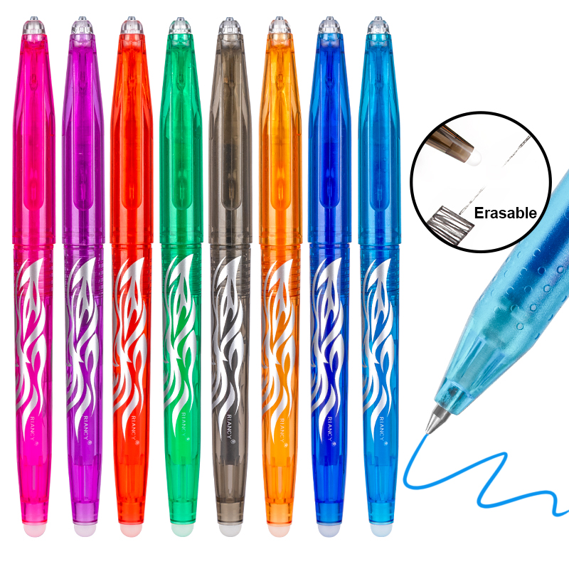 VOXRRN 0.5mm Erasable Gel Pens Pen Set – 8 Colors with Eraser Quick Dry Smooth Writing for Student & Office Writing