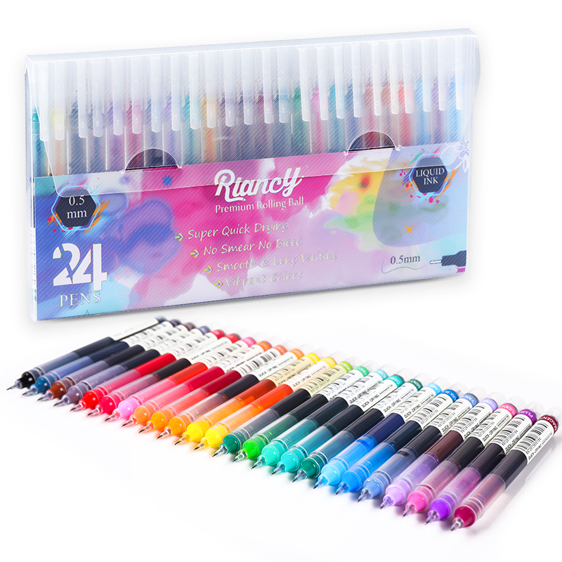 VOXRRN 0.35mm Needle-Tip Rollerball Pens – 12/18/24 Color Set, Quick-Dry Liquid Ink, Smooth Writing for Office School Journaling 