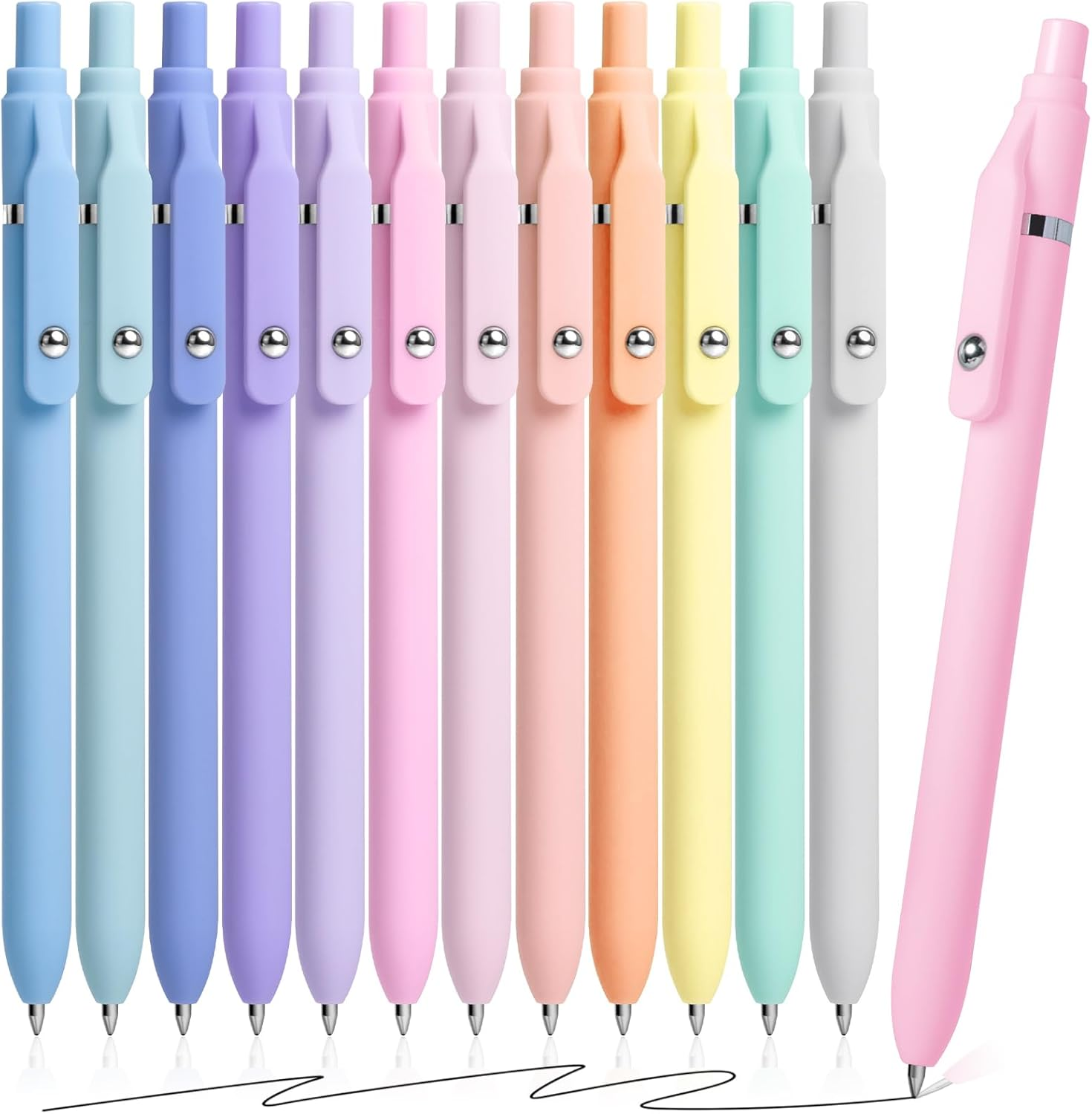 VOXRRN 12 Colors Gel Pens Set, 0.5mm Fine Retractable Rollerball Pens with Quick-Dry Smudge-Proof Ink, Smooth Writing Cute Stationery for Journaling Note-Taking Drawing Card Making – Ideal Gift