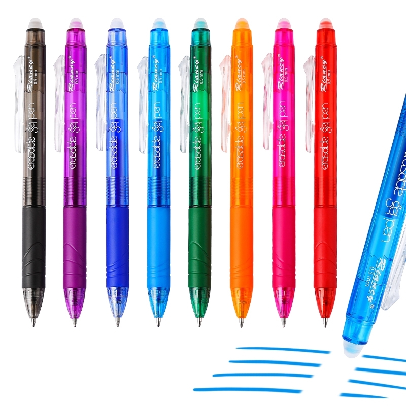 VOXRRN 12‑Color Retractable Erasable Gel Pens – 0.5mm Smooth Bullet Tip, Acid‑Free No‑Bleed Ink Top Eraser for Students, Office Note‑Taking & Journaling