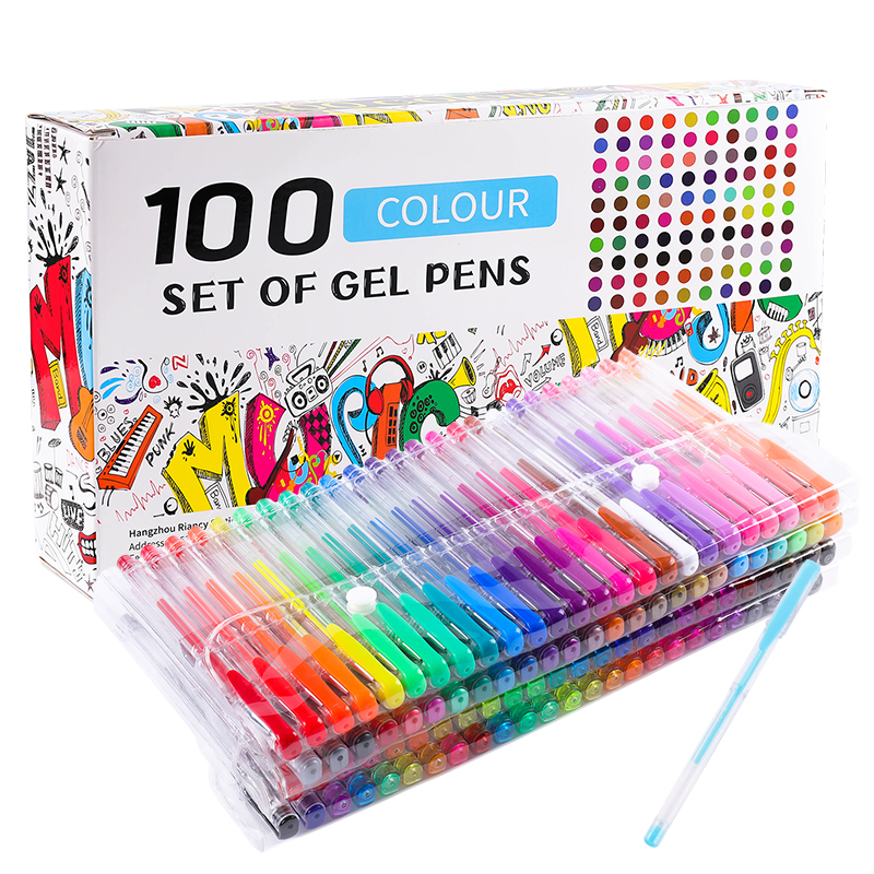 VOXRRN 100-Color Gel Pen Set 0.5mm Bullet Tip, Quick-Dry Ink Pen with PVC Pouch Ideal for Art, Planning School Office