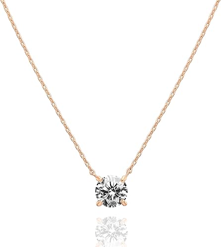 SHTROOR 14K Gold Plated Crystal Choker Necklace, Premium Cubic Zirconia Pendant Mimics Real Diamond, Elegant Sleek Design, Adjustable 18"+2" Chain, Refined Crystal Jewelry for Women Gifting