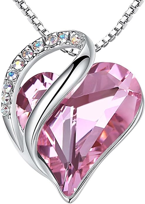 Perfect Gift SHTROOR Sparkling Crystal Heart Pendant Necklace for Girlfriend, Waterproof Pink Crystal Women Jewelry, Hand Polished Austrian Crystals, Luxurious Gift Box for Anniversary & Birthday