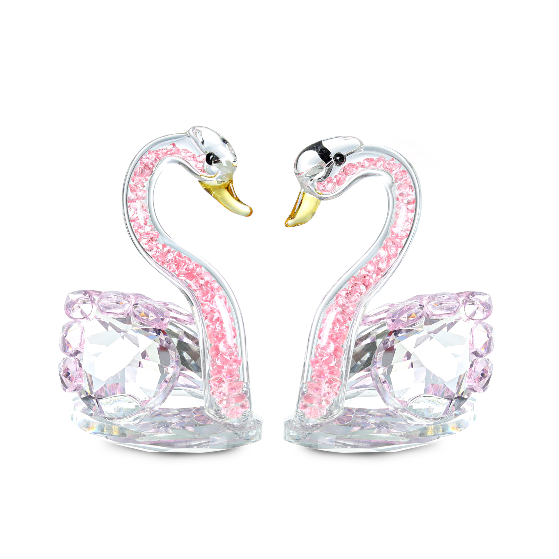 SHTROOR K9 Crystal Swan Figurine, rainbow reflective crystal stones, elegant table decor gift for swan & crystal collectors
