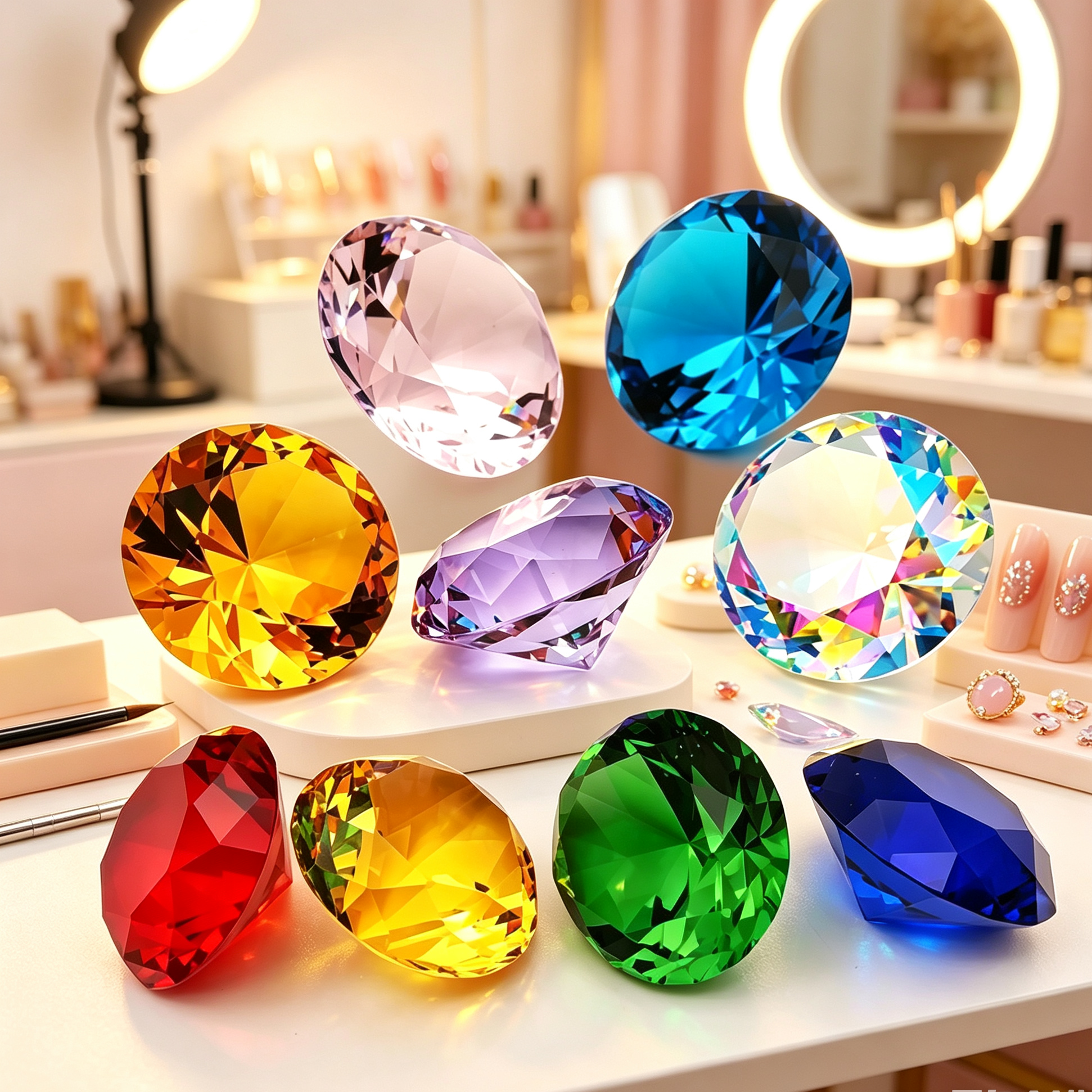 SHTROOR Large Diamond Crystal Decor with Stand, sturdy durable diamond crystal catches sparkles, elegant crystal decor as wedding centerpiece, stylish large crystal home ornament, free cleaning cloth included