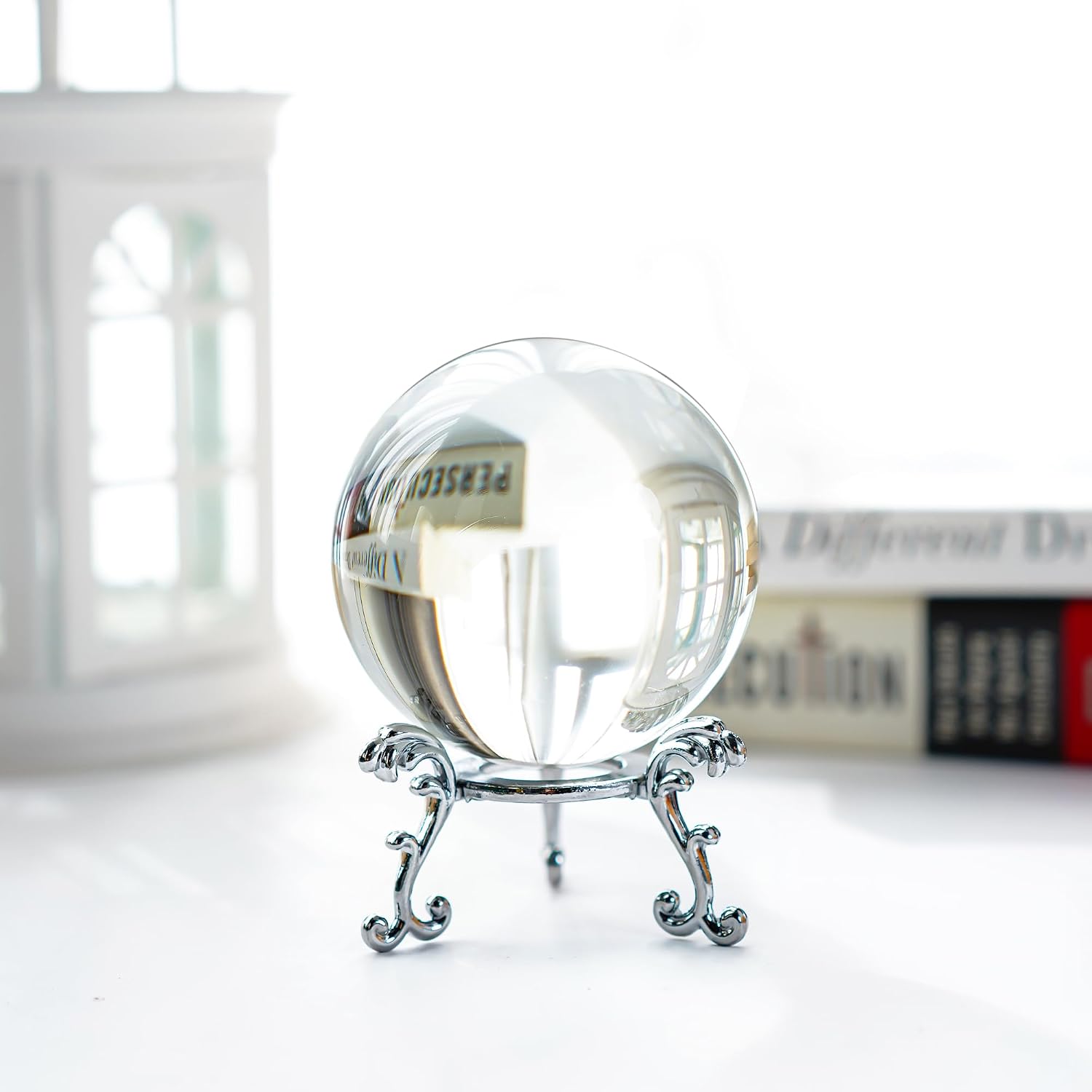 SHTROOR Crystal Ball with Stand, High Clarity K9 Polished Clear Glass Ball, Multi‑Purpose for Feng Shui, Photography Props, Home Decor, Holiday Gift and Collectible with Gift Box