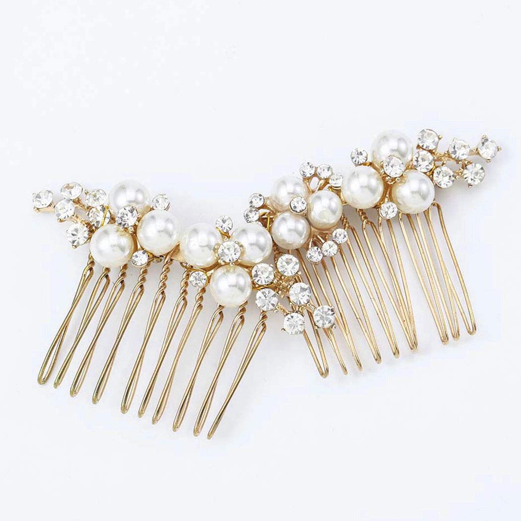 SHTROOR Crystal Hair Comb for Women, 2‑Piece Different‑Shape Handmade Hair Combs, Bridal Updo Hair Accessories for Wedding Halloween Cosplay Birthday Celebration