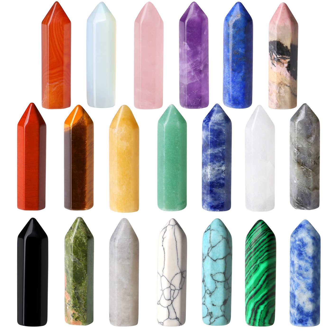 SHTROOR Healing Crystals Stones Sets, 20 Pcs Hand Polished Hex‑Point Crystals with Elegant Gift Box, Ideal for Christmas Birthday Mother’s Day Gifts for Mom Daughter Sister