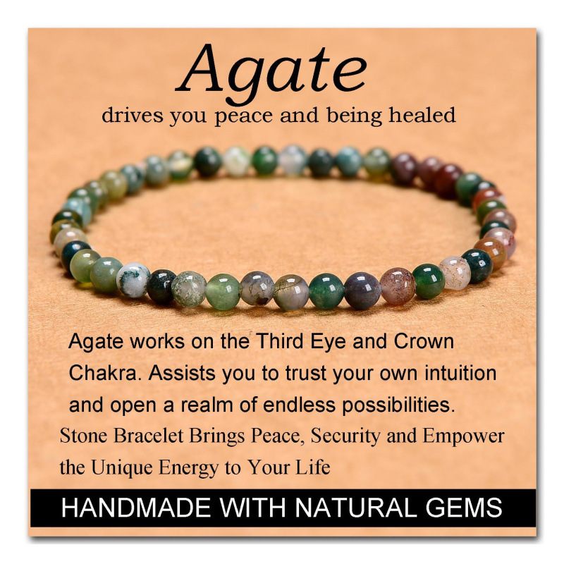 SHTROOR Crystal Elastic Bracelet, 100% Real Natural Gemstone Chakra Healing Bracelet, Unisex Spiritual Stretch Black Bracelet, Energy Balancing Jewelry for Meditation & Daily Wellness