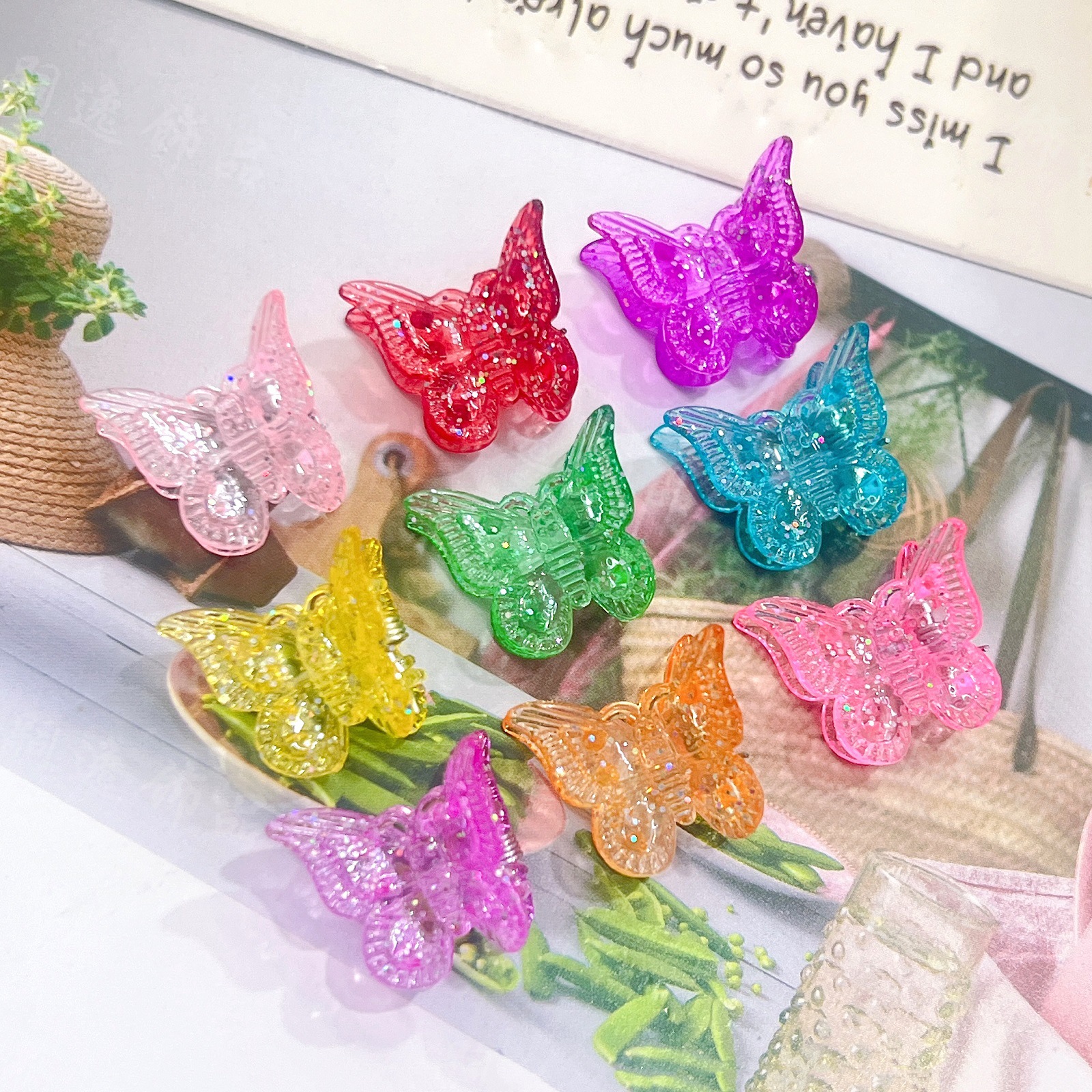 SHTROOR Mini Butterfly Hair Claw Clips 50‑Piece Kit, 10 Sparkly Colors, Interlocking Teeth Secure Grip, Cute Hair Accessories for Parties Festivals and Everyday Styling